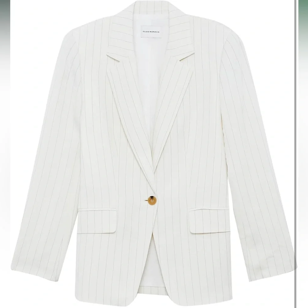 NWT • Club Monaco • Relaxed Single Breasted Blazer • Size L • Ivory Mix/Ivoire • - Picture 5 of 8